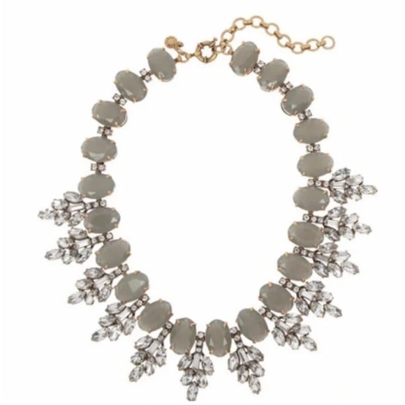 J. Crew Green Stone and Rhinestones Etruscan Style Statement Bib Necklace - Picture 1 of 7